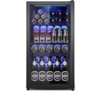 Tehanld - Drink cooler, mini fridge with glass door, beverage refrigerator, beer fridge, adjustable shelves and digital temperature display
