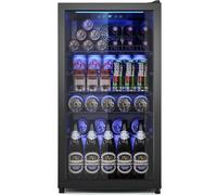 Tehanld - Drink cooler, mini fridge with glass door, beverage refrigerator, beer fridge, adjustable shelves and digital temperature display