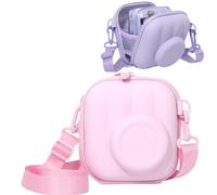 TEHAOUU Camera Case Compatible with Instax Mini 12 /Mini 13, Solid Color Hard Shell Storage Bag, Crossbody Pouch for Outdoor Travel and Instant Camera Carry (Pink)