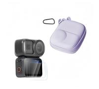 TEHAOUU Case & Film Kit Compatible with DJI Osmo Nano - PU Pouch + 2-Piece Tempered Glass, Shock-Absorbing Protection for On-the-Go Filming (purple)