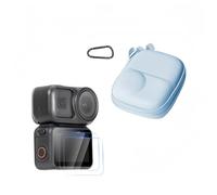 TEHAOUU Case & Film Kit Compatible with DJI Osmo Nano - PU Pouch + 2-Piece Tempered Glass, Shock-Absorbing Protection for On-the-Go Filming (blue)