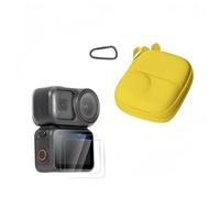 TEHAOUU Case & Film Kit Compatible with DJI Osmo Nano - PU Pouch + 2-Piece Tempered Glass, Shock-Absorbing Protection for On-the-Go Filming (yellow)