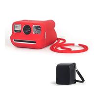 TEHAOUU Protective Case Compatible with Polaroid Go Instant Camera, Silicone Shockproof Cover with Matching Lanyard and Storage Pouch for Portable Protection (Red)