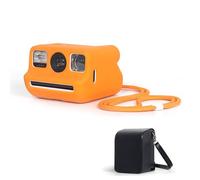 TEHAOUU Protective Case Compatible with Polaroid Go Instant Camera, Silicone Shockproof Cover with Matching Lanyard and Storage Pouch for Portable Protection (Orange)
