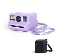 TEHAOUU Protective Case Compatible with Polaroid Go Instant Camera, Silicone Shockproof Cover with Matching Lanyard and Storage Pouch for Portable Protection (Purple)