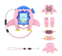 TEHAOUU Protective Cases Compatible with Bandai Tamagotchi Paradise, Penguin Shape Silicone Cover with Lanyard, Shockproof Protective Shell for Electronic Pet Device (Pink)
