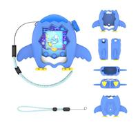 TEHAOUU Protective Cases Compatible with Bandai Tamagotchi Paradise, Penguin Shape Silicone Cover with Lanyard, Shockproof Protective Shell for Electronic Pet Device (Dark Blue)
