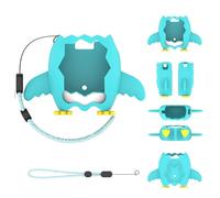 TEHAOUU Protective Cases Compatible with Bandai Tamagotchi Paradise, Penguin Shape Silicone Cover with Lanyard, Shockproof Protective Shell for Electronic Pet Device (Light Blue)