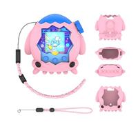 TEHAOUU Protective Cases Compatible with Bandai Tamagotchi Paradise, Squid Shape Silicone Cover with Lanyard, Shockproof Protective Shell for Electronic Pet Device (Pink)
