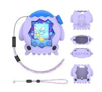 TEHAOUU Protective Cases Compatible with Bandai Tamagotchi Paradise, Squid Shape Silicone Cover with Lanyard, Shockproof Protective Shell for Electronic Pet Device (Purple)