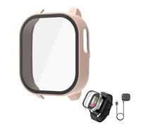 TEHAOUU Screen Protector Compatible with Cosmo JrTrack 5 Watch, PC + Tempered Glass Integrated Case with Charger (Pink)