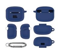 TEHAOUU Silicone Protective Case Compatible with JBL Tune Buds 2 Earbuds, Dustproof Soft Shell with Carabiner (Blue)