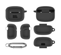 TEHAOUU Silicone Protective Case Compatible with JBL Tune Buds 2 Earbuds, Dustproof Soft Shell with Carabiner (Black)