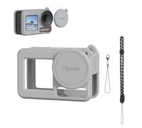 TEHAOUU Silicone Protective Case for DJI Osmo Action 5 pro Silicone Lens Cover with Anti-Lost Rope Crash and Fall Proof Sleeve Camera Cover with Lanyard (Gray)