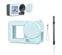 TEHAOUU Silicone Protective Case for DJI Osmo Action 5 pro Silicone Lens Cover with Anti-Lost Rope Crash and Fall Proof Sleeve Camera Cover with Lanyard (Blue)
