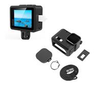 TEHAOUU Silicone Protective Case for GoPro HERO Action Camera Carrying Shell Directly Chargeable Side Cover Replacement Lens Caps Lens cover for rope loss ABS Accessories Kit