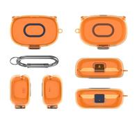 TEHAOUU TPU Hard Protective Cover Compatible with JBL Endurance Peak 3, One-Piece Switch Design for Wireless Earbuds, Water-Resistant Case with Carabiner (Transparent Orange)