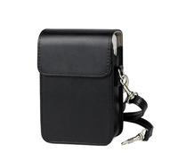 TEHAOUU Vintage Brushed Camera Case Compatible with Fujifilm Instax Mini LiPlay, PU Leather Protective Pouch with Shoulder Strap, Multiple Color & Texture Options (Night Black Solid)