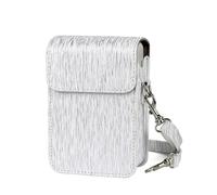 TEHAOUU Vintage Brushed Camera Case Compatible with Fujifilm Instax Mini LiPlay, PU Leather Protective Pouch with Shoulder Strap, Multiple Color & Texture Options (Pearlescent White Brushed)