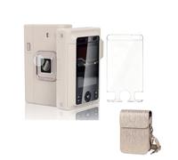 TEHAOUU Vintage Brushed Camera Case & Film Set Compatible with Fujifilm Instax Mini LiPlay Instant Camera, PU Protective Pouch with Shoulder Strap (Pink)