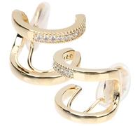 TEHAUX 1 Pair 14K Gold C Shape Ear Clips Double Layer Hollow Non-Piercing Ear Bone Women