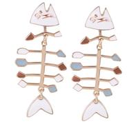 TEHAUX 1 Pair Fish Bone Drop Earrings for Women Trendy Enamel Statement Jewelry Unique Creative Ear Accessories