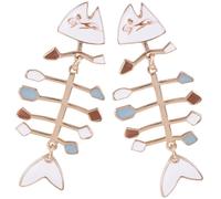 TEHAUX 1 Pair Fish Bone Pendant Earrings Creative Enamel Statement Jewelry for Women Trendy Ear Accessories