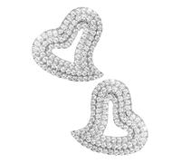 TEHAUX 1 Pair Irregular Heart Rhinestone Earrings Studs for Women, Dainty Bling Wedding and Bridesmaid Jewelry, Sweet Prom Statement Earrings