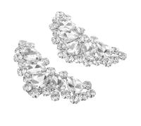 TEHAUX 1 Pair Luxurious Shoe Clips Charms Romantic Rhinestone Crystal Pearl Decorations Won't Damage Shoes Compatible for Wedding Ensemble