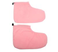 TEHAUX 1 Pair Paraffin Wax Foot Therapy Covers Elastic Band, Light Pink Cotton Foot Spa Wrapping for Warming and Skin Care