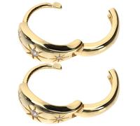 TEHAUX 1 Pair Small Loop Earrings for Women, Golden S925 Silver Star-shaped Studs with Rhinestones, Not Easy to Break, Fine Workmanship, for Wedding Or Daily Wear