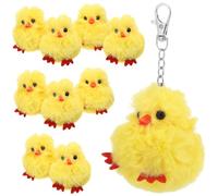 TEHAUX 10 Pcs Cute Yellow Duck Keychains Plush Animal Keychain Set 15X6Cm Easter Backpack Purse Charms for Women Accessories