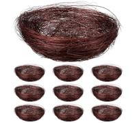 TEHAUX 10 Pcs Handmade Bird Nest with Breathable Handwoven Design and Brown Thread Material Artificial Bird Nest as Canary Nesting Material for Garden and Home Decoration