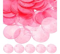 TEHAUX 100pcs Capiz Shells with Holes, 2" Diameter Flat Natural Seashell for DIY Craft - Double-Hole Shells Charms for Wind Chimes, Curtains, Lamp Decor Jewelry Making Pink