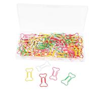 TEHAUX 100pcs Colorful Dog Bone Paper Clips Creative Metal Bookmark Clips with Storage Box for Office School Document Organization and File Marking