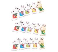TEHAUX 100pcs Colorful Wooden Rabbit Shaped Buttons Two Holes DIY Clothes Decorative Buttons for Sewing Crafts Accessories