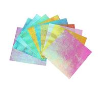 TEHAUX 100pcs Iridescent Glitter Paper Square Folding Paper for DIY Handcrafts Shiny Craft Glitter in Colors for Origami Projects