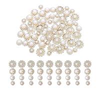 TEHAUX 100pcs Pearl Rhinestone Buttons Decorative Craft Buttons Flower Shape Three Dimensional Elegant Design for Scarf Hat Tailor Chic Dress DIY Projects