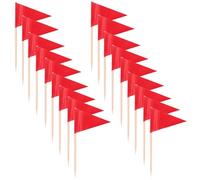 TEHAUX 100pcs Small Red Toothpick Flags Triangle Mini Food Labels for Cake Decoration Cocktail Cupcakes Party Appetizers Toppers Multipurpose Stylish Food Flags Sticks