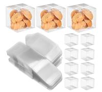 TEHAUX 100pcs Square Pvc Favor Boxes for Mini Cakes and Cupcakes with Easy Visibility and Sl esign, for Party Decorations and Celebrations