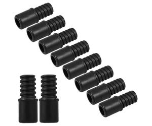 TEHAUX 10pcs Black Abs Mop Handle Accessories Threaded Tips Replacement for 22mm Poles Multifunctional Design Mop Pole Extension Rods for House Cleaning
