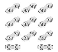 TEHAUX 10pcs Duplex Steel Wire Rope Clamps, Wires Splicer Double Clips Clamps Buckle Stainless Steel Rope Clip for Make Coils Temporary Fences