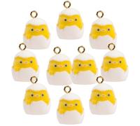 TEHAUX 10pcs Easter Charm DIY Pendant Material Flocking Resin Chicken Eggshell Pattern Smooth the Touch for Pendant Earrings and Sweater Chains