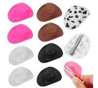 TEHAUX 10pcs Mini Cowgirl Hat Hairpin Tiny Cowboy Hat Hair Clips for Party Decorations Alligator Clips for Hair Styling