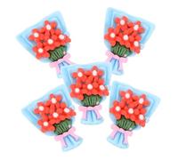 TEHAUX 10pcs Miniature Resin Flower Bouquet Charms for DIY Crafting Phone Case Decor Flatback Lightweight Floral Embellishments for Handmade Accessories