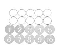 TEHAUX 10pcs Number Key Tags Numbered Tags Stainless Steel Hollow Design Elegant Round Shape with Metal Rings for Easy Identification Dormitory Keys and Cards