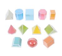 TEHAUX 12Pc Geometric Solids Manipulative Set 2 Inch 3D Shapes Model for Kids Educational Blocks Math Learning and Perspective Teaching