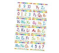 TEHAUX 12pcs Classroom Alphabet and Cards for Wall Abc and Numeric Bulletin Board Strips Preschool Kindergarten Playroom Decorations Letter and Flashcards for Early Literacy and Numeracy