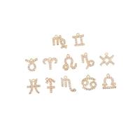 TEHAUX 12pcs Copper Zodiac Pendant Earrings Elegant DIY Ear Jewelry for Women Men Stylish Gold Tone Astrology Charms Creative