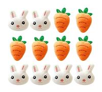 TEHAUX 12pcs Easter Brooch Pins Set Featuring Rabbit and Carrot Shapes Made of Plush and Metal, Safe and Multi-purpose Accessories for Backpacks and Shoes with Cartoon Pattern